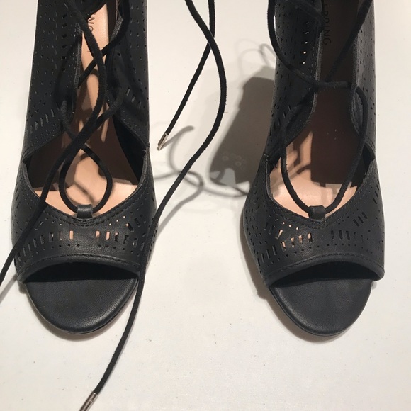 📦5/$50 Call It Spring Black Lace Up Cut Out Open Toe Heel Booties 🍁 - Picture 4 of 7